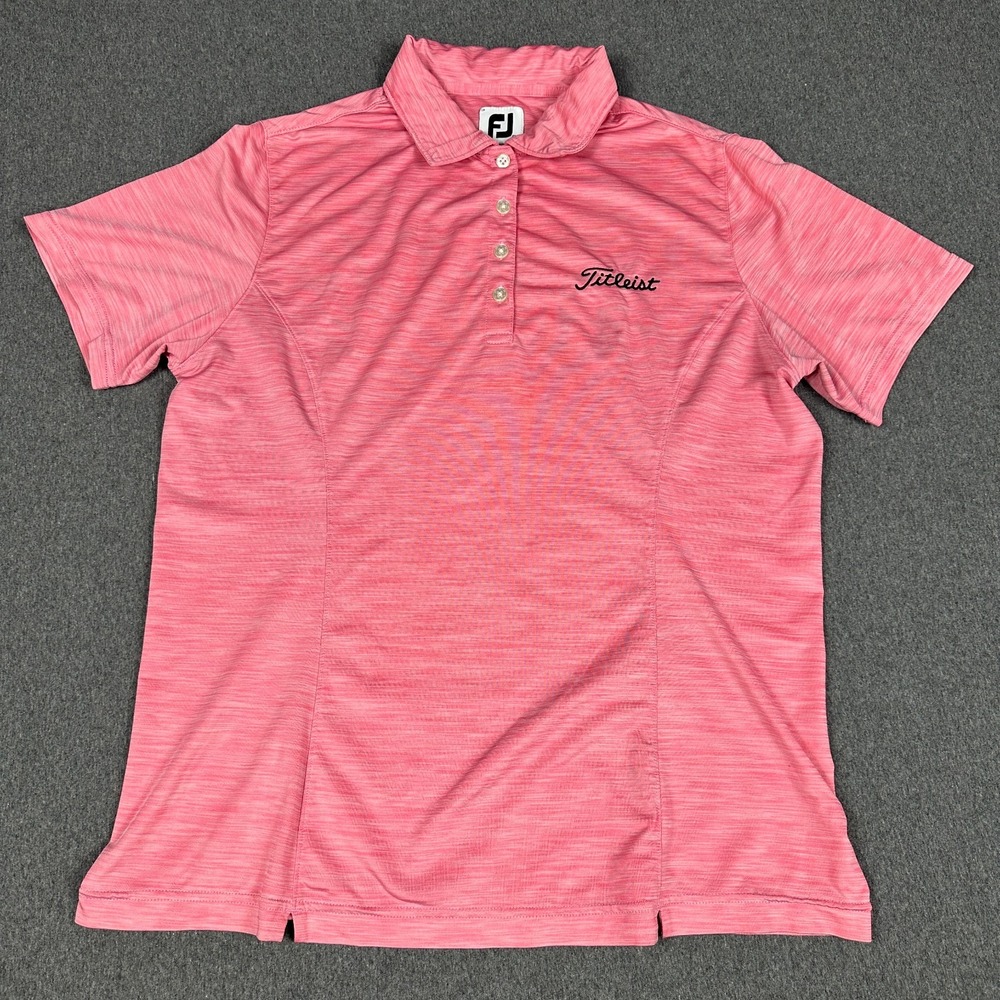 FootJoy FJ Titleist Womens M Pink Space Dye Golf Polo Shirt Short Sleeve Stretch